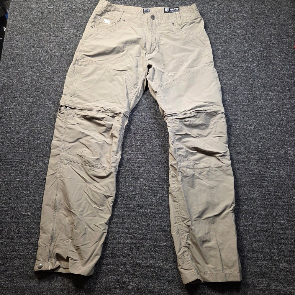 Kuhl Liberator Stealth Convertible Pants Mens 34x32 Khaki Hiking Outdoor Utility
